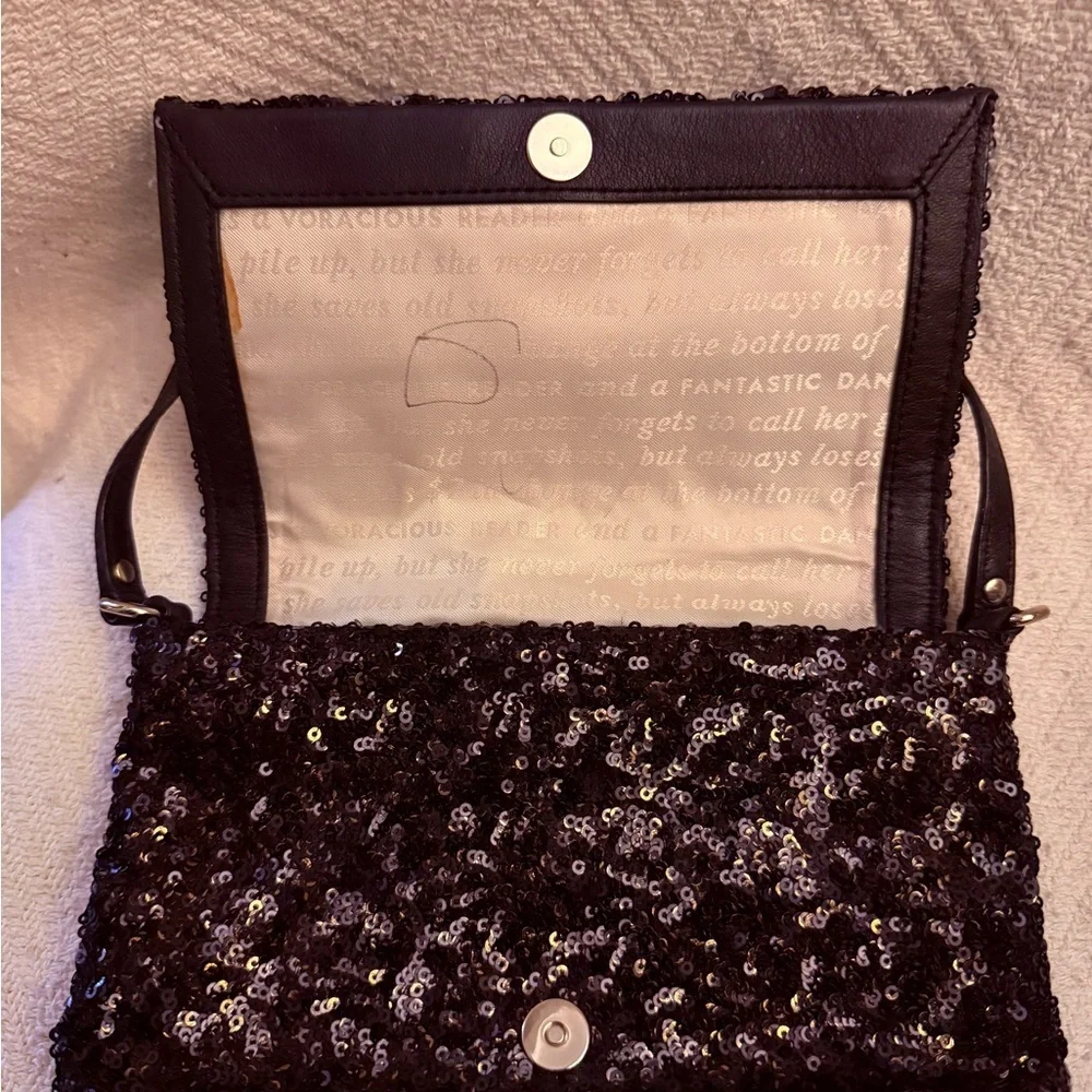 Kate Spade Black Sequin Bow Shoulder Bag Evening Clutch